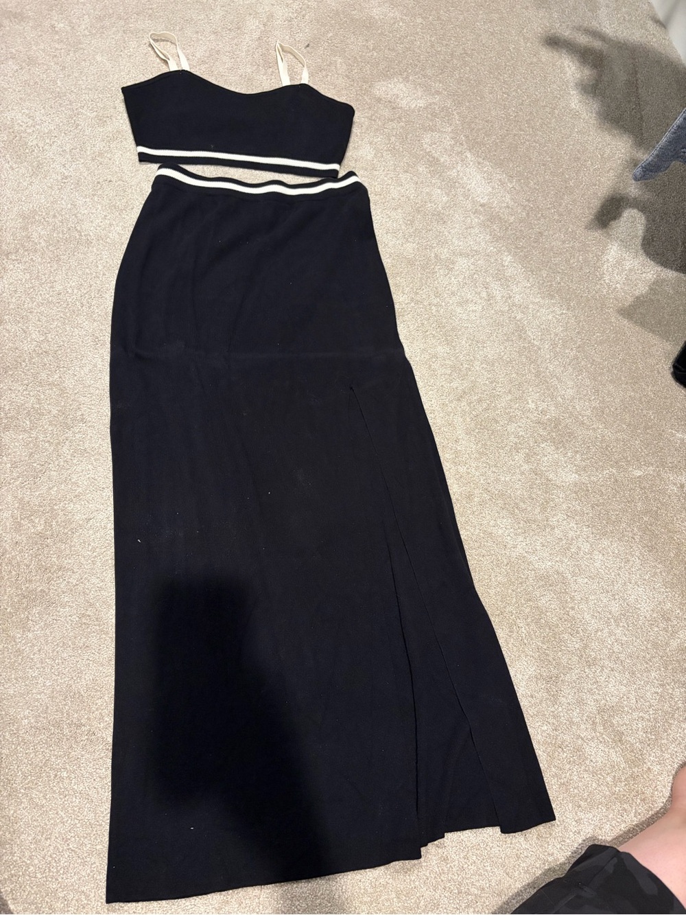 Amazon black and white two piece dress